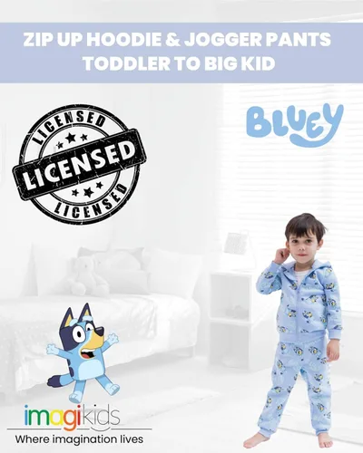 Vista 2 de Bluey Conjunto de sudadera con capucha de forro polar con cremallera para niños pequeños a grandes