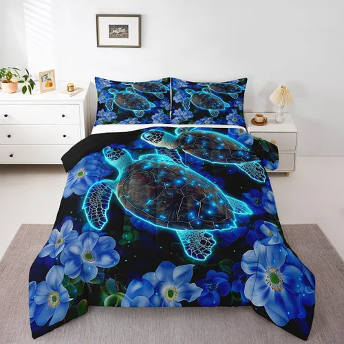 Vista 179 de Erosebridal Juego de edredón de hojas de cannabis, juego de ropa de cama de marihuana con estampado colorido de plantas, decoración bohemia de 2