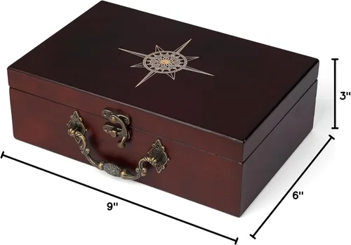 Vista 9 de STERLING Juego de 12 números Shut The Box Caja de madera Estuche de viaje con temática náutica Juego de dados familiares para niños y adultos