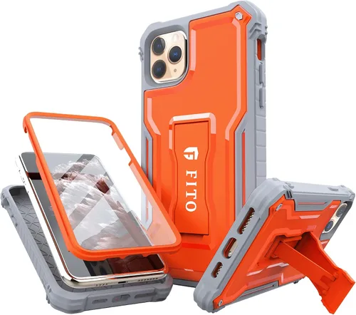 Vista 7 de FITO Compatible con iPhone 11 Pro Max, funda de doble capa a prueba de golpes resistente con protector de pantalla para iPhone 11 Pro Max y iPhone