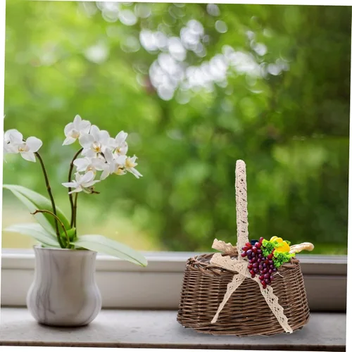 Vista 2 de Gadpiparty Cesta de flores de Navidad para decoración de mesa de boda, decoración de macramé, cesta de ratán, bolsa de playa, fruta, decoración