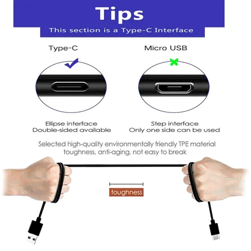 Vista 2 de Cable de carga USB tipo C compatible con W-King D7 D8 D9 T9 X10 x20, Teblab hd77 Max/HD-360 Pro/HD-mini/HD-Max/HD-Force/FX100, Marshall Stockwell II