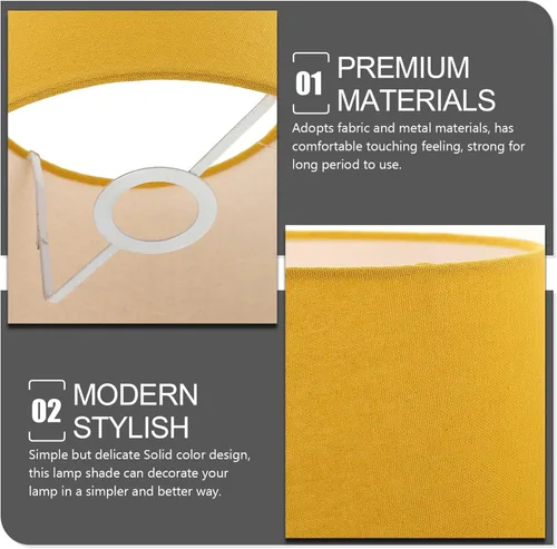 Vista 4 de Pantalla de lámpara de mesa Pantalla Pantalla para piso Tela colgante Plataforma Amarillo Escritorio