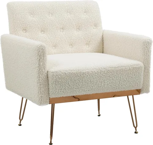 Vista 16 de Olela Silla decorativa con brazo para sala de estar, sillón moderno de terciopelo, sofá individual, acogedora silla auxiliar tapizada para lectura