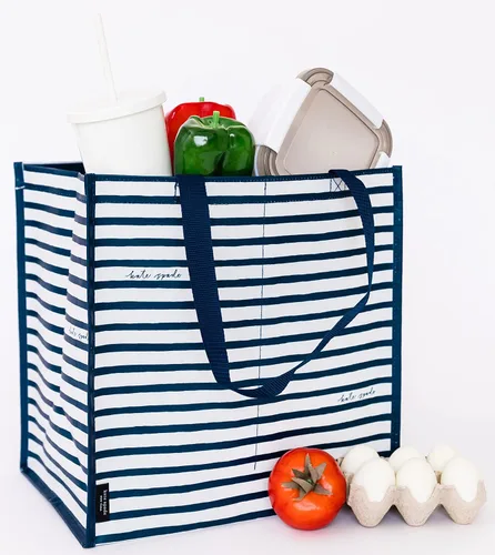 Vista 6 de Kate Spade New York Bolsa de compras reutilizable, bolsa de comestibles con correas para el hombro, bolsa plegable grande