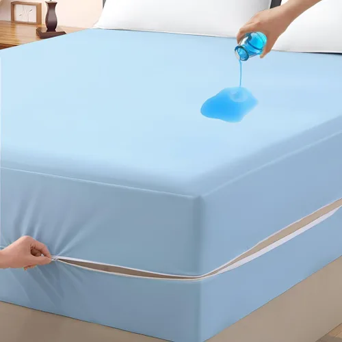 Vista 13 de Protector de colchón tamaño individual, funda 100% impermeable con cremallera, 15 pulgadas de profundidad, funda de colchón de seis caras para cama