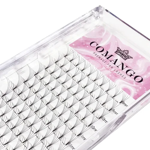 Vista 61 de Extensiones de pestañas de volumen prefabricadas 10D, 0.003 in de grosor, rizo C/D, 0.472 in, tallo corto, extensiones de pestañas de volumen