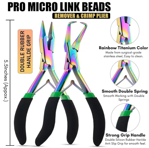 Vista 6 de My Hair Tools - Kit de extensión con removedor de cuentas de micro eslabones y alicates de engarce, tijeras para el cabello, herramientas de peinado