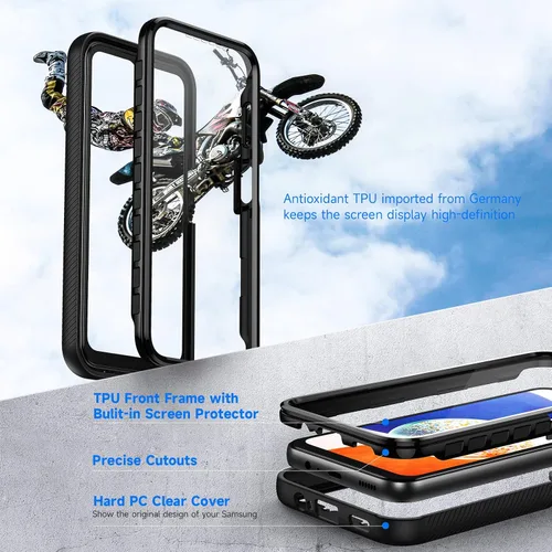 Vista 3 de seacosmo Diseñada para funda de teléfono Galaxy A14 5G, cubierta de cuerpo completo a prueba de golpes, con protector de pantalla integrado, funda