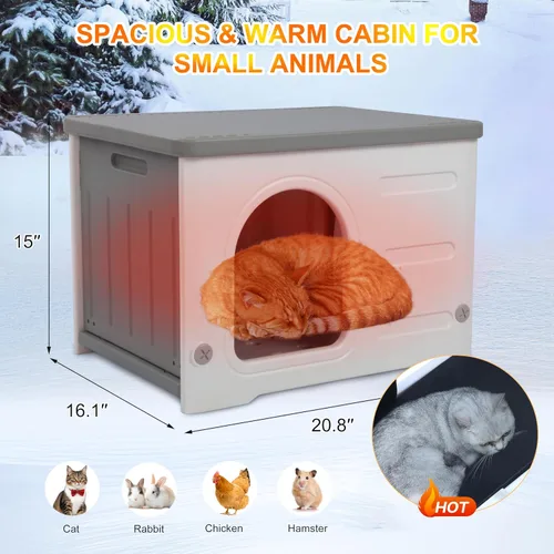 Vista 4 de Rockever - Casa para gatos HDPE con forro, impermeable, fácil de limpiar al aire libre