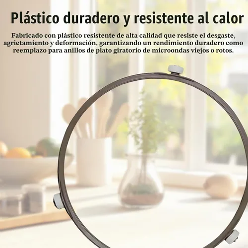 Vista 4 de Anillo de reemplazo para plato giratorio de microondas de 7 pulgadas, piezas de repuesto para girar microondas con 3 rodillos suaves, ajuste