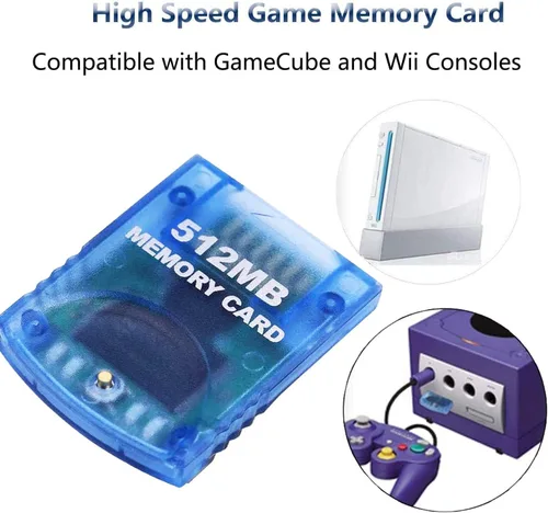 Vista 2 de Mekela Tarjeta de memoria de 512 MB 8192 bloques compatible con Wii Gamecube Game Cube NGC GC azul