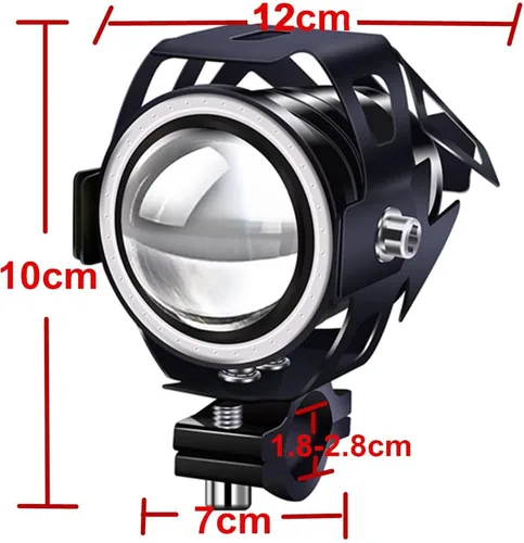 Vista 4 de Ourbest Luces antiniebla para motocicleta con interruptor, 12 V/24 V, 3 pulgadas, luz auxiliar de halo para ATV, scooter, camiones, luces Azul