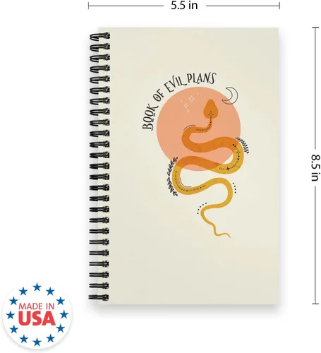 Vista 2 de Gotcha Covered Notebooks Book Of Evil Plans - Cuaderno de espiral, diario de 5.5 x 8.5 pulgadas, 120 páginas con rayas anchas, tapa blanda laminada