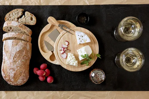 Vista 7 de Toscana - A Picnic Time Brand Brie Tabla de cortar y herramientas Juego de tablas de queso, tamaño único, madera de caucho
