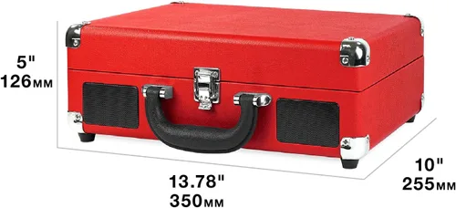 Vista 9 de Victrola Journey Tocadiscos Portátil Bluetooth Tipo Maleta - con Altavoces Integrados, Tocadiscos de Vinilo de 3 Velocidades, Salida RCA, Conector