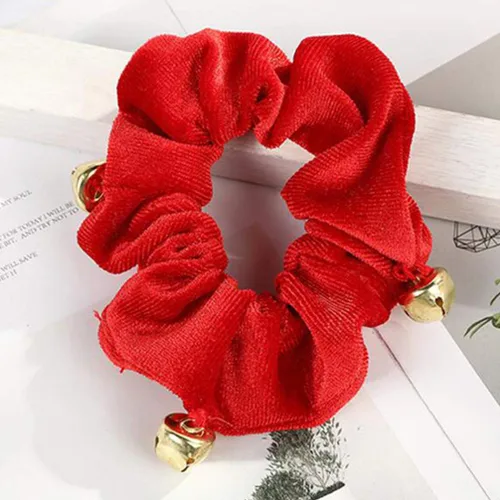 Vista 2 de 5 bandas elásticas para el cabello para Navidad (rojo)