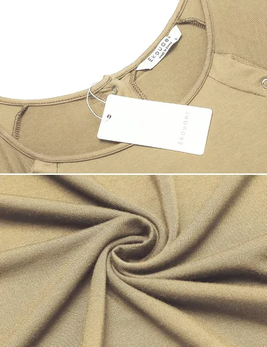 Vista 5 de Ekouaer - Camisón con botones y manga corta para mujer, vestido para lactancia, parto, hospital y maternidad, tallas S-XXL