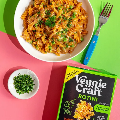 Vista 8 de Veggiecraft Farms Rotini Pasta - Nueva receta mejorada - Pasta proteica, pasta de lentejas con coliflor y guisantes, fideos altos en proteínas, baja
