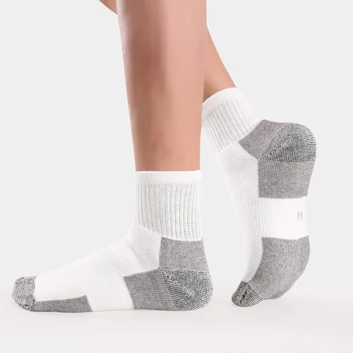 Vista 6 de WANDER - 8 pares de calcetines deportivos de algodón para hombres y mujeres, gruesos y acolchados, para correr, altura al tobillo, tallas 7-9 9-12