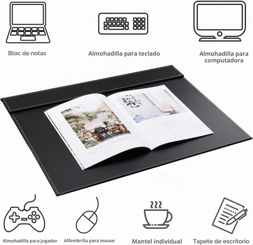 Vista 3 de KINGFOM Vade para escritorio de cuero sintético ultra suave con clip para papel A3/A4, protector de mesa para dibujo y escritura, grande de 24"x18