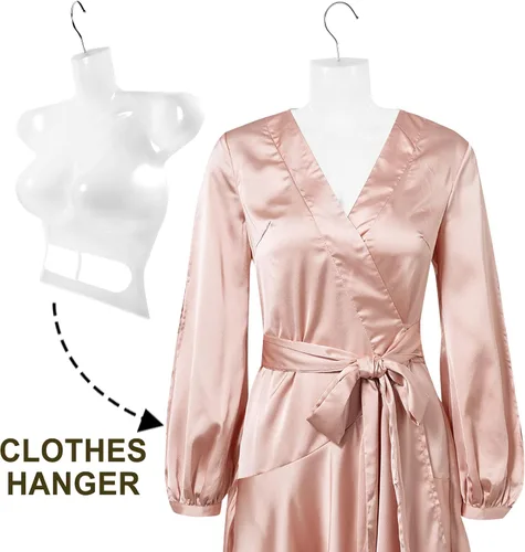 Vista 9 de Colgador de ropa de torso de maniquí femenino de 5 piezas para mostrar trajes de baño, vestidos y blusas, plástico ligero y confiable con gancho