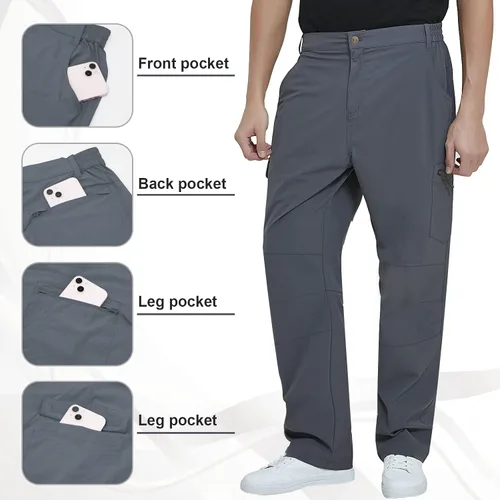 Vista 3 de MEETYOO Pantalones cargo de senderismo para hombre, impermeables, tácticos, ligeros, elásticos, para acampar