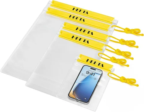 Vista 10 de HEETA Paquete de 5 bolsas secas transparentes impermeables, estuches herméticos, bolsas secas, soporte para documentos para cámara, teléfono