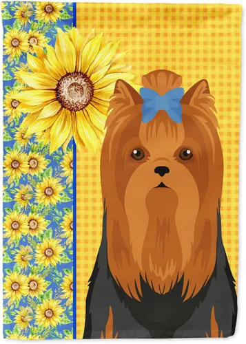 Vista 259 de Caroline's Treasures WDK5313GF Bandera de jardín con diseño de girasoles de verano, color negro y tostado, Airedale Terrier para buzón, bandera