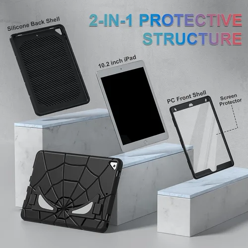 Vista 4 de Nitupai - Funda para iPad 10.2, funda para iPad de 9.ª / 8.ª / 7.ª generación, funda resistente a los golpes con protección robusta de 10.2 pulgadas