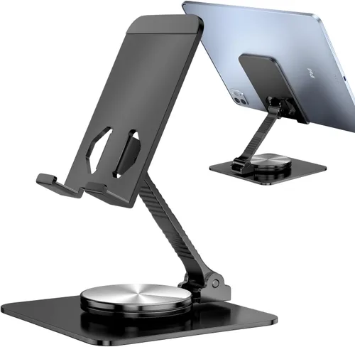 Vista 8 de Soporte de teléfono plegable giratorio para escritorio, soporte de escritorio totalmente ajustable compatible con iPhone 14, 13, 12, 11 Pro Max Xr
