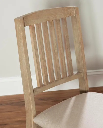 Vista 6 de Linon Keira - Juego de 2 sillas plegables de madera rústica natural con asiento tapizado beige y respaldo de misión