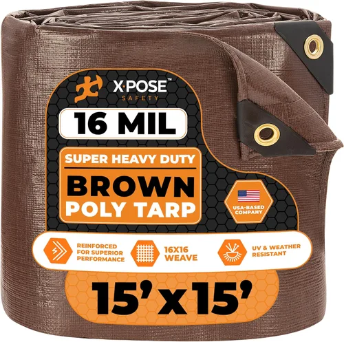 Vista 42 de Xpose Safety - Lona protectora de polietileno de 4 x 20 pies, 16 mil o 0.4mm de grosor, resistente y reforzada para evitar desgarros, resistente a