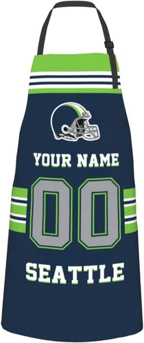 Vista 25 de Delantales personalizados del estilo del fútbol, delantal personalizado de la cocina del nombre y del número, delantales impermeables modificados