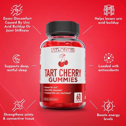 Vista 6 de 60 gomitas Ashwagandha + 60 gomitas de cereza ácida -Ashwagandha aumenta los niveles de energía y fortalece el sistema inmunológico. La cereza ácida