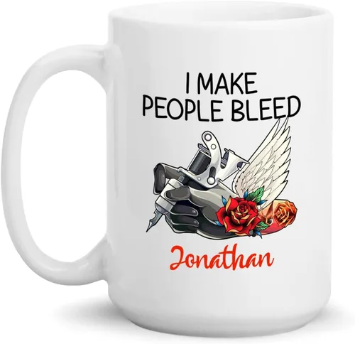 Vista 12 de Taza de artista de tatuaje floral, taza de café personalizada para tatuajes, taza de tatuaje personalizada con nombre regalo para amantes