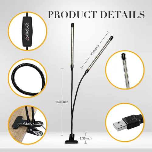Vista 2 de iPower Tiras de Luz LED de Cultivo de Espectro Completo para Plantas de Interior con Temporizador de Encendido y Apagado Automático de 4/8/12H, 5