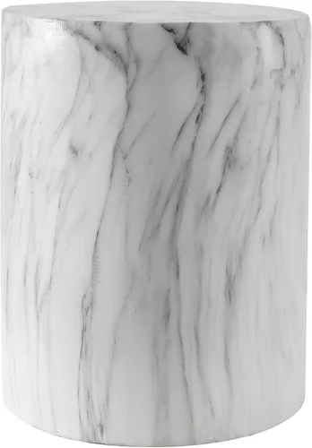 Vista 8 de JONATHAN Y Troy 17" Modern Faux Marble Cylinder Accent Table, Black Marble Minimalist Round Column Pedestal, Polyresin Drum End Table, Spill-Proof