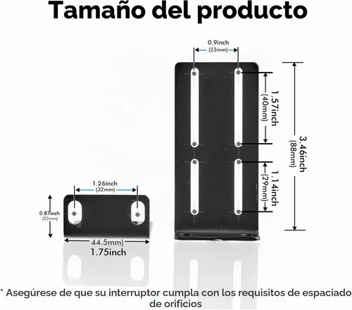 Vista 2 de MokerLink Oreja de montaje en rack ajustable para conmutadores de 17,3 pulgadas, compatible con conmutador de red HP/HPE/ProCurve/Aruba/OfficeConnect