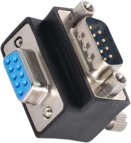Vista 9 de cablecc 90 grados hacia abajo DB9P macho a hembra D-Sub RS232 9Pin adaptador de extensión