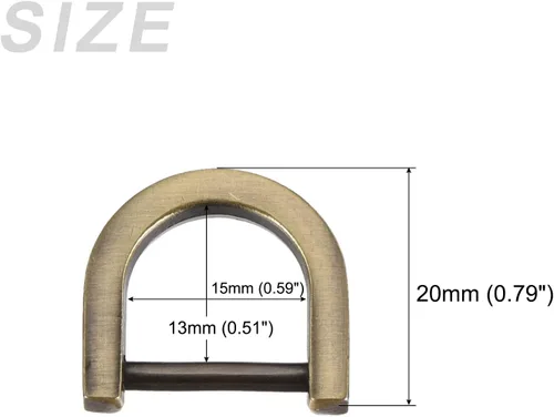 Vista 2 de METALLIXITY Metal D Rings Non-welded D-shaped Ring Buckles for DIY Keychains Card Holders Purse Tono Bronce