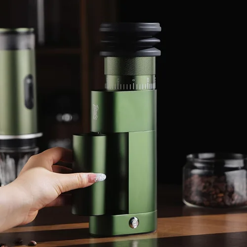 Vista 8 de Bincoo DM09 - Molinillo de café eléctrico con rebabas de acero CNC, ajuste ajustable, diseño compacto, funcionamiento silencioso, para expreso Verde