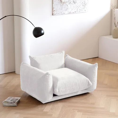 Vista 35 de WJShome - Sofá seccional modular, sofá de chenilla de 264 cm de lana minimalista, sofá convertible de 3 plazas, sofá de sala de estar ancho