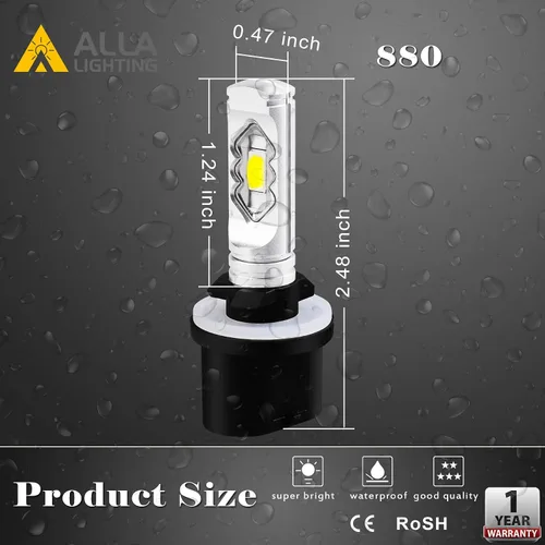 Vista 7 de Alla Lighting Bombillas LED antiniebla de 3800 lm 899 880, base PG13 superbrillante 884 885 887 893 H27 H32, ETI 56-SMD (amarillo dorado de 3000 K)