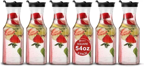 Vista 14 de Party Bargains Jarra de agua de 34 onzas con tapas abatibles, 1 paquete, tapa negra de alta calidad y resistente, excelente para leche, agua, té