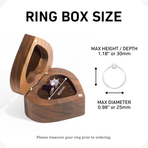 Vista 3 de Caja de anillo de madera de nogal en forma de corazón, organizador de pecho de joyería, aretes, moneda, caja de presentación de madera, caja