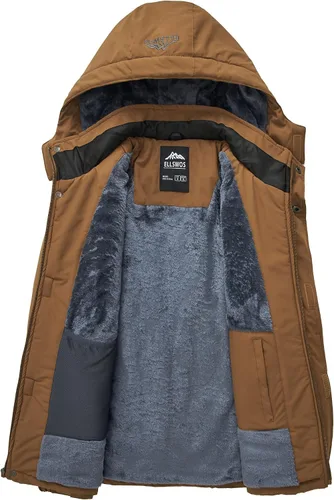 Vista 3 de Chaqueta de esquí impermeable para hombre, abrigo de nieve cálido con capucha, rompevientos