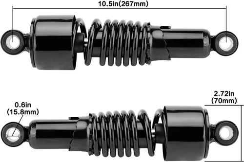 Vista 6 de Amortiguadores traseros para motocicleta de 10.5 pulgadas/10.512 in, kit de suspensión trasera negra, repuesto para Harley Sportster Iron XL 883