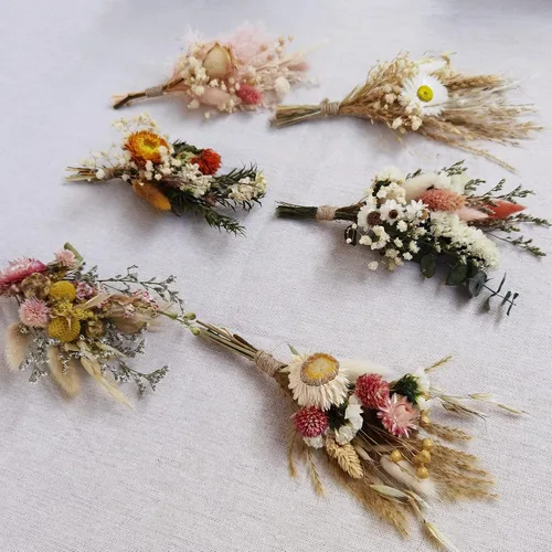 Vista 4 de Mini ramo de flores secas ramos secos de rosas buzón de regalo Boutonniere Pastel de flores BOHO (A)