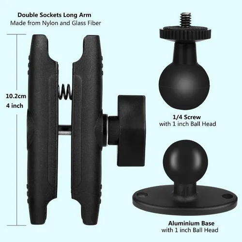 Vista 5 de Soporte de pared para teléfono, cabeza de bola, base de taladro de brazo largo de 360 grados para teléfono celular, iPhone 14 13, Samsung